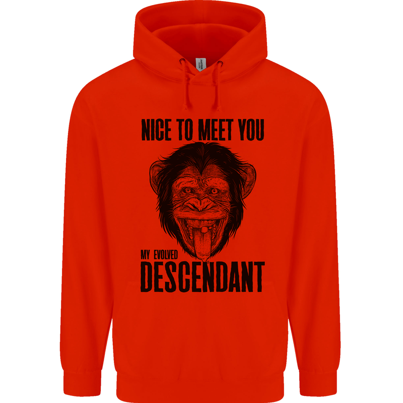 Chimp Evolved Dessendant Funny Monkey Ape Childrens Kids Hoodie Bright Red