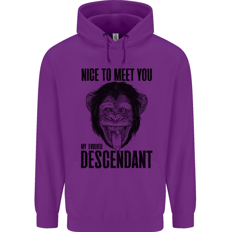 Chimp Evolved Dessendant Funny Monkey Ape Childrens Kids Hoodie Purple