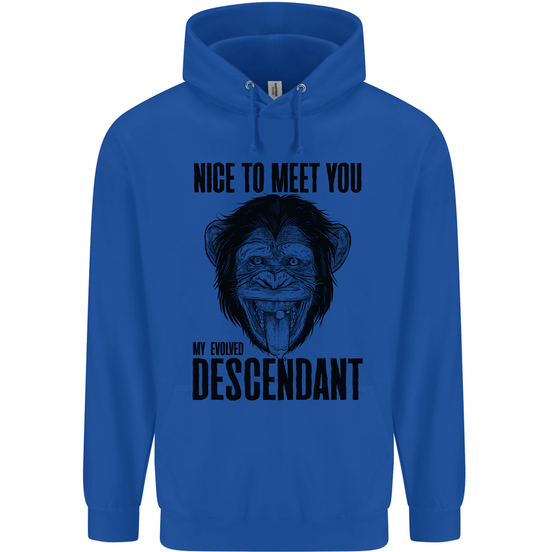 Chimp Evolved Dessendant Funny Monkey Ape Childrens Kids Hoodie Royal Blue