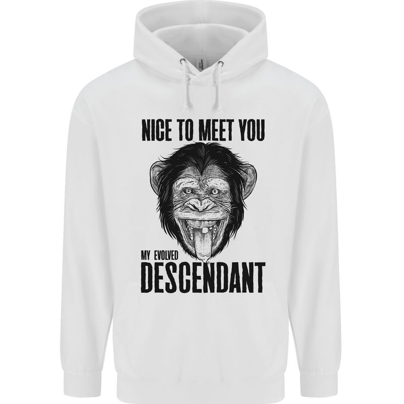 Chimp Evolved Dessendant Funny Monkey Ape Childrens Kids Hoodie White