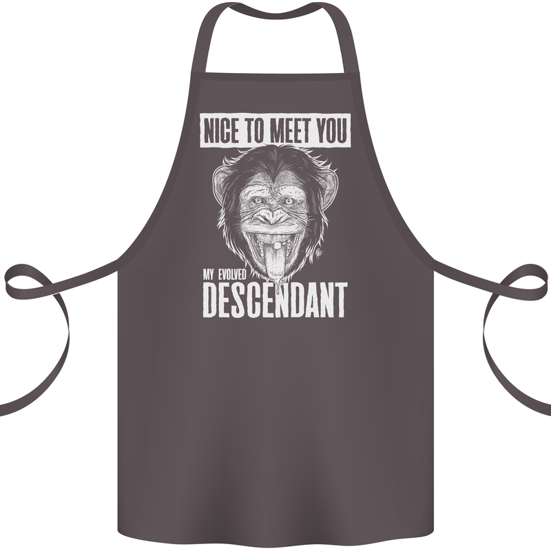 Chimp Evolved Dessendant Funny Monkey Ape Cotton Apron 100% Organic Dark Grey