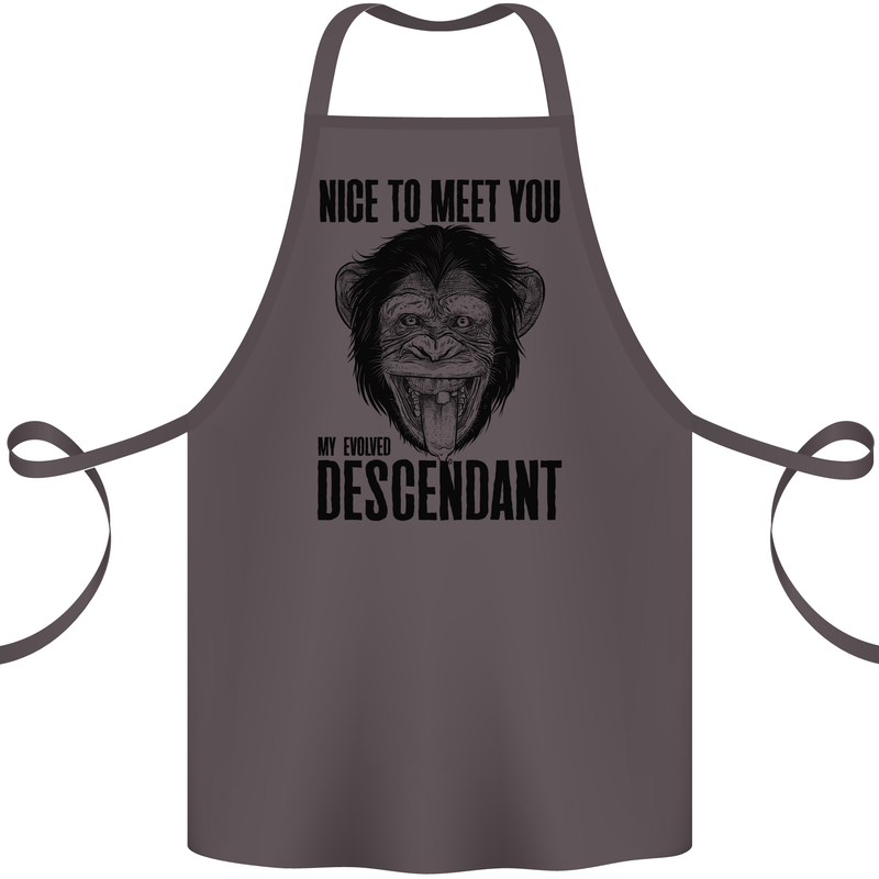 Chimp Evolved Dessendant Funny Monkey Ape Cotton Apron 100% Organic Dark Grey