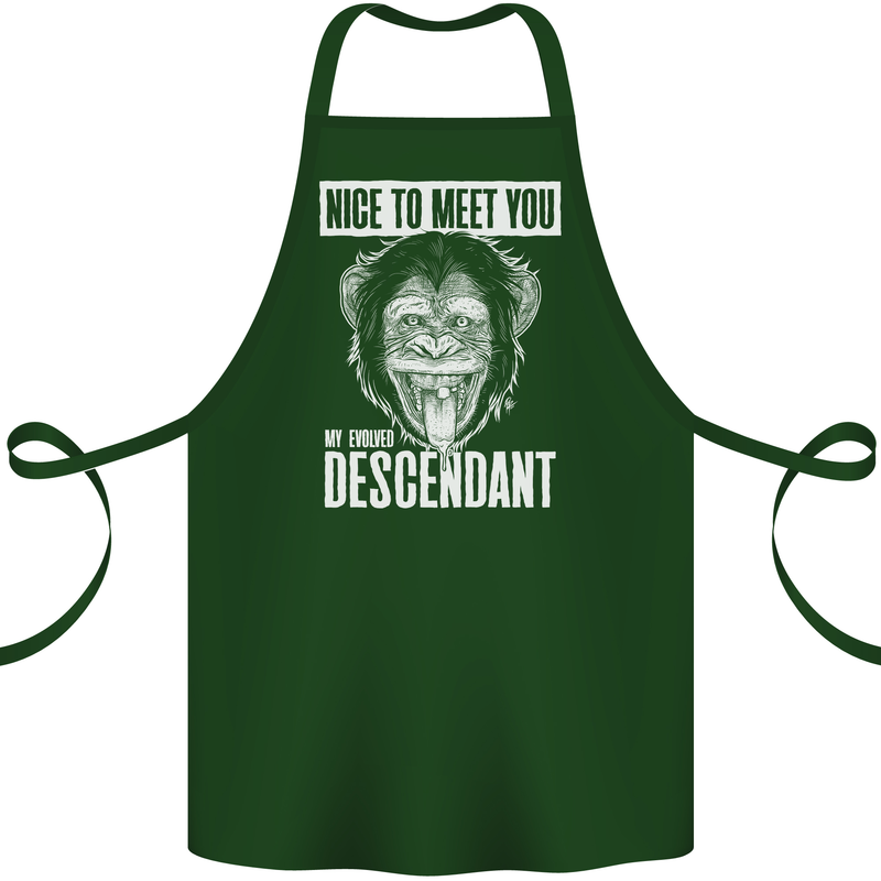 Chimp Evolved Dessendant Funny Monkey Ape Cotton Apron 100% Organic Forest Green