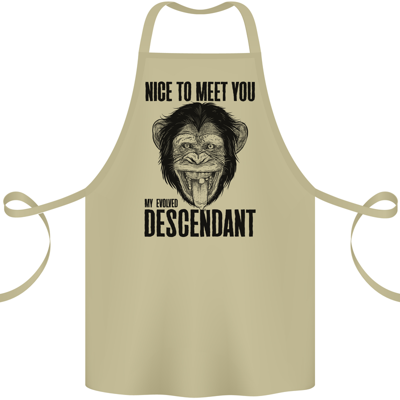 Chimp Evolved Dessendant Funny Monkey Ape Cotton Apron 100% Organic Khaki