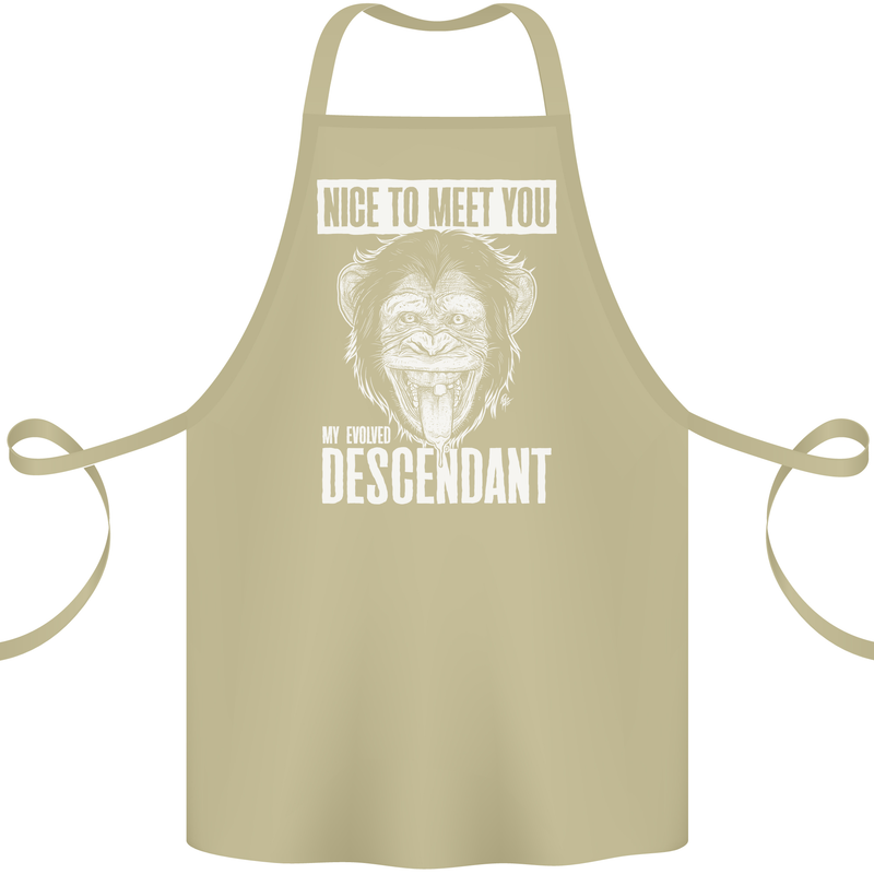 Chimp Evolved Dessendant Funny Monkey Ape Cotton Apron 100% Organic Khaki