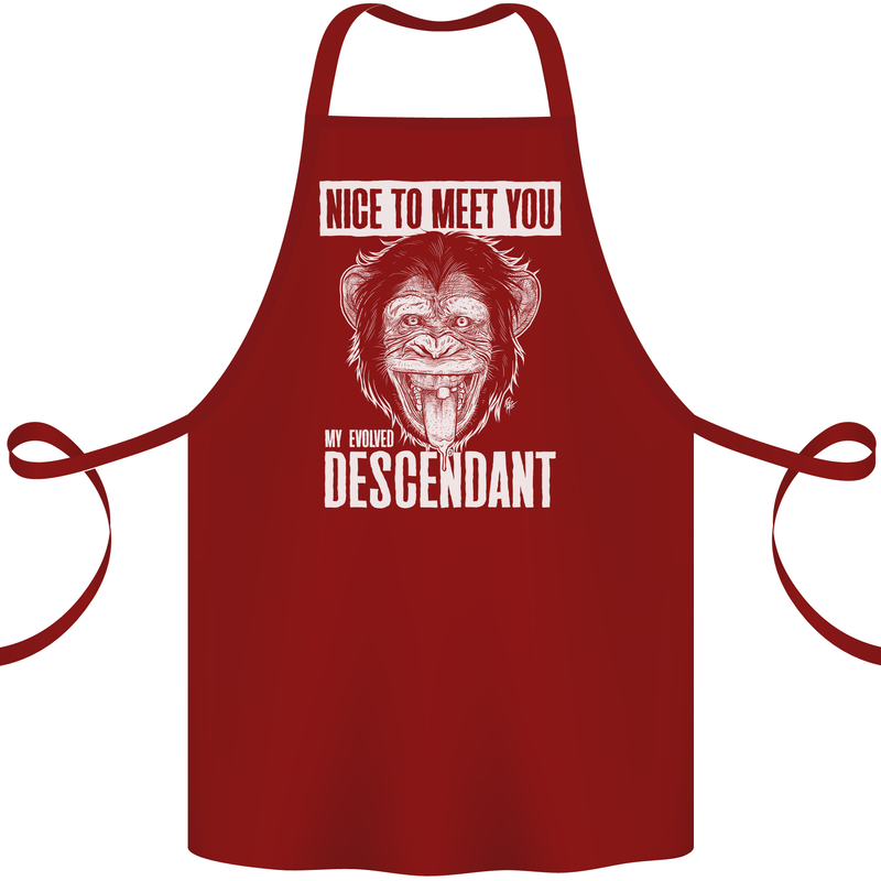 Chimp Evolved Dessendant Funny Monkey Ape Cotton Apron 100% Organic Maroon
