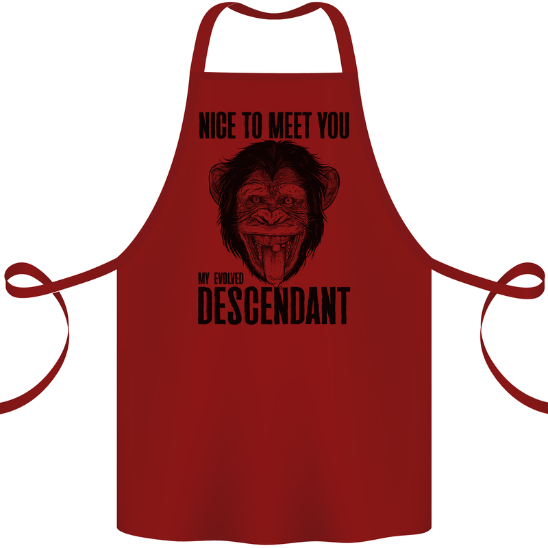 Chimp Evolved Dessendant Funny Monkey Ape Cotton Apron 100% Organic Maroon