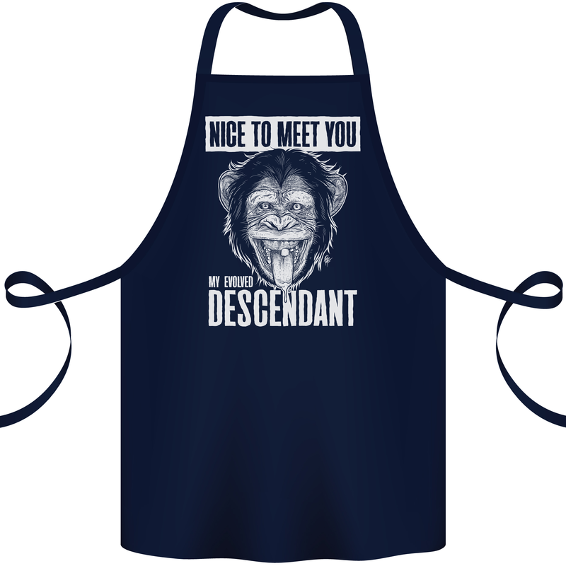 Chimp Evolved Dessendant Funny Monkey Ape Cotton Apron 100% Organic Navy Blue