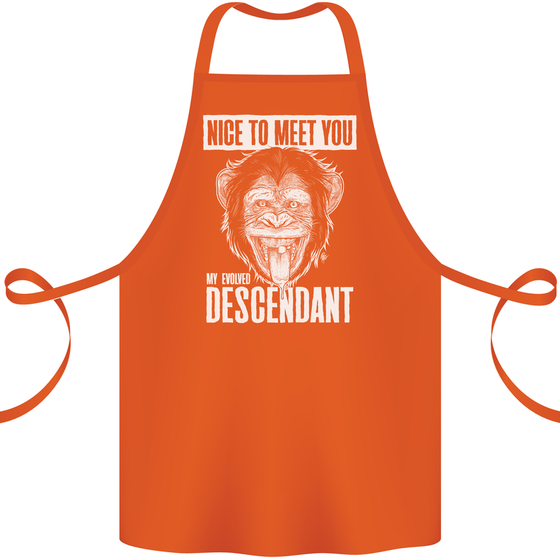Chimp Evolved Dessendant Funny Monkey Ape Cotton Apron 100% Organic Orange