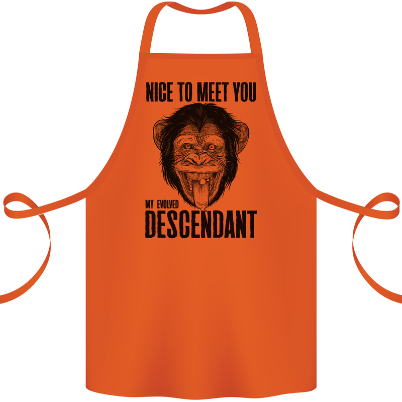 Chimp Evolved Dessendant Funny Monkey Ape Cotton Apron 100% Organic Orange
