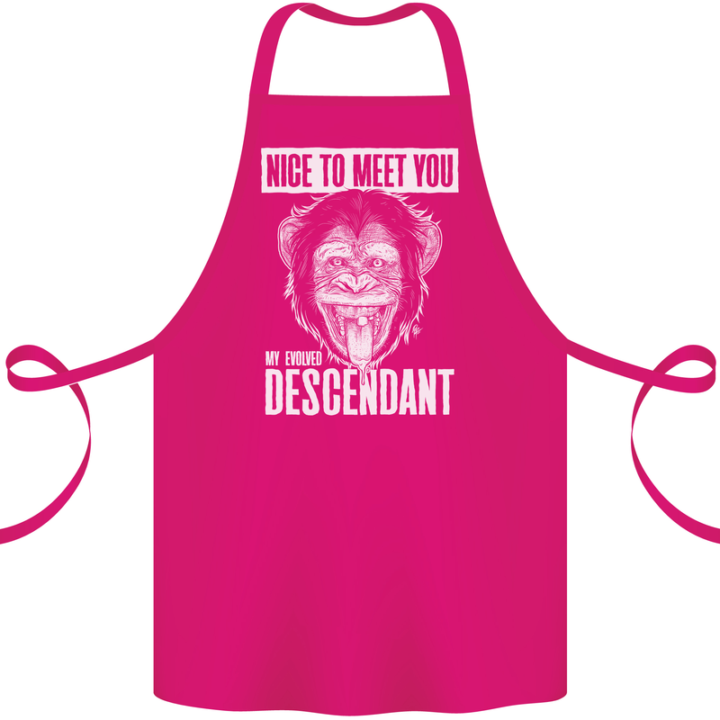 Chimp Evolved Dessendant Funny Monkey Ape Cotton Apron 100% Organic Pink