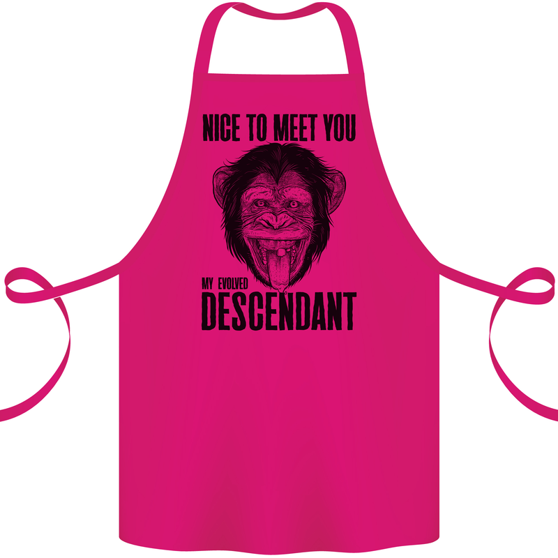 Chimp Evolved Dessendant Funny Monkey Ape Cotton Apron 100% Organic Pink