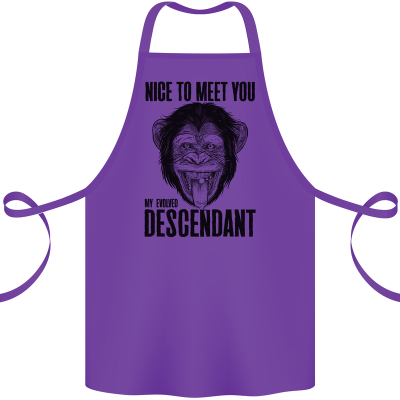 Chimp Evolved Dessendant Funny Monkey Ape Cotton Apron 100% Organic Purple