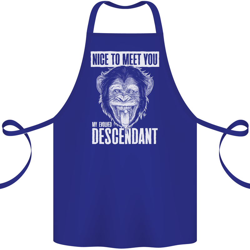Chimp Evolved Dessendant Funny Monkey Ape Cotton Apron 100% Organic Royal Blue