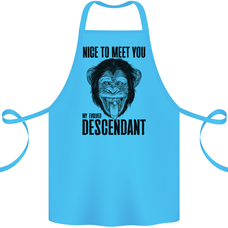 Chimp Evolved Dessendant Funny Monkey Ape Cotton Apron 100% Organic Turquoise