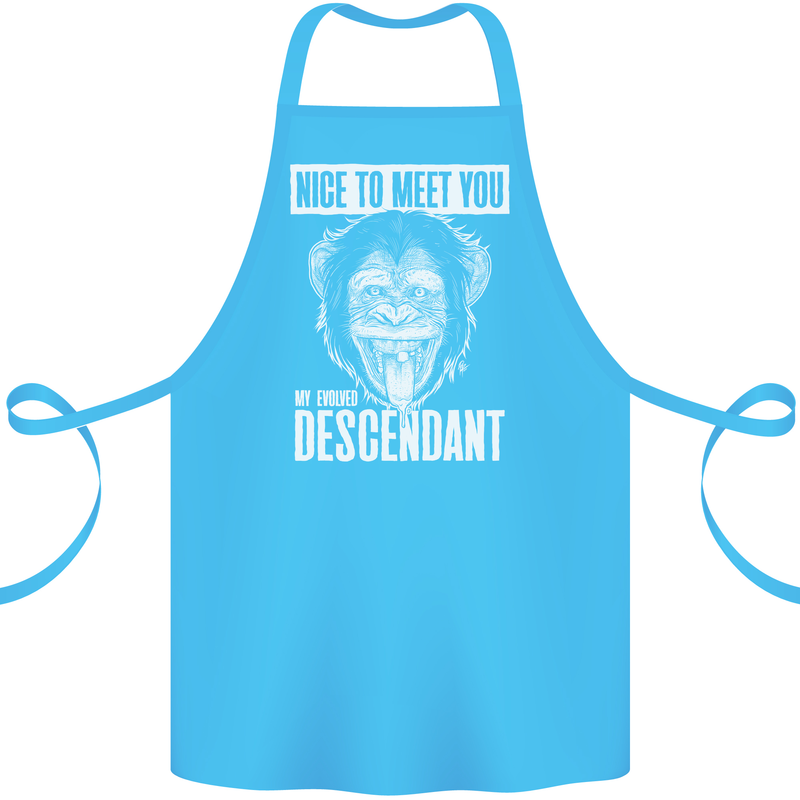 Chimp Evolved Dessendant Funny Monkey Ape Cotton Apron 100% Organic Turquoise
