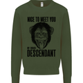 Chimp Evolved Dessendant Funny Monkey Ape Kids Sweatshirt Jumper Forest Green