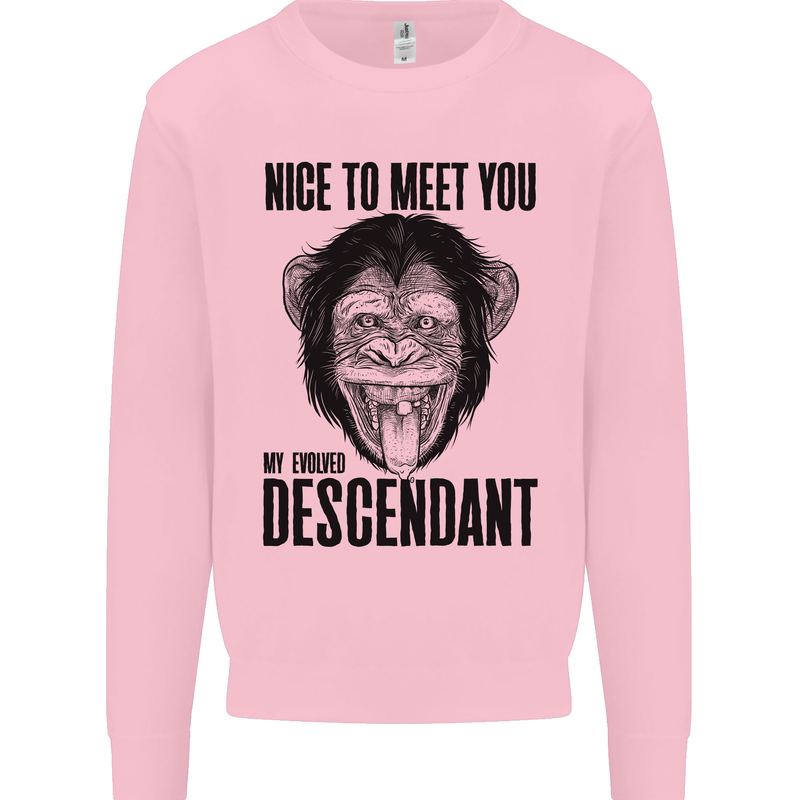 Chimp Evolved Dessendant Funny Monkey Ape Kids Sweatshirt Jumper Light Pink