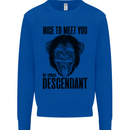 Chimp Evolved Dessendant Funny Monkey Ape Kids Sweatshirt Jumper Royal Blue