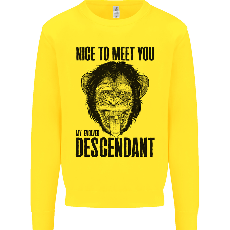 Chimp Evolved Dessendant Funny Monkey Ape Kids Sweatshirt Jumper Yellow