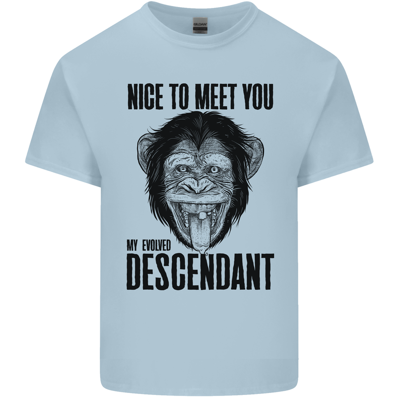Chimp Evolved Dessendant Funny Monkey Ape Kids T-Shirt Childrens Light Blue