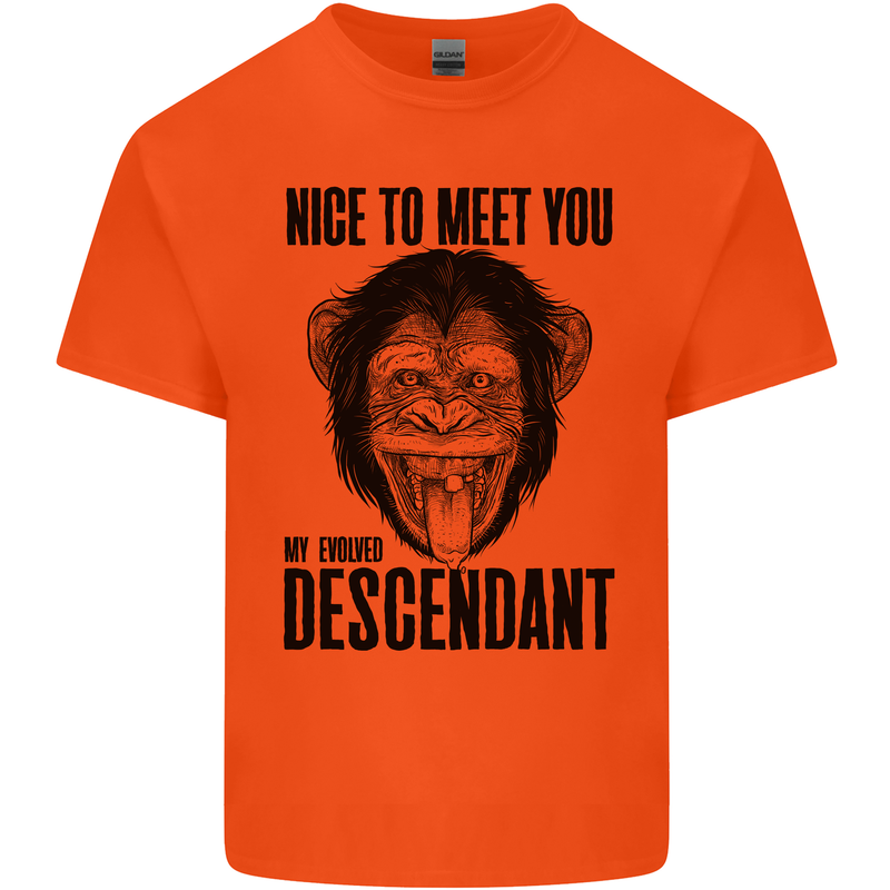 Chimp Evolved Dessendant Funny Monkey Ape Kids T-Shirt Childrens Orange