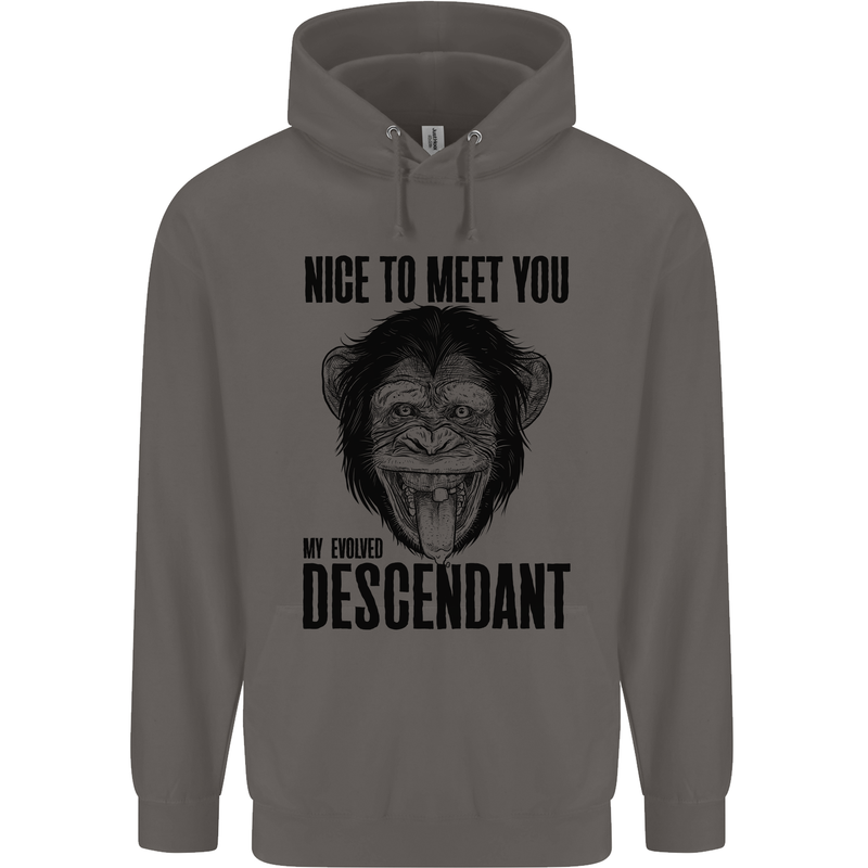 Chimp Evolved Dessendant Funny Monkey Ape Mens 80% Cotton Hoodie Charcoal