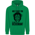 Chimp Evolved Dessendant Funny Monkey Ape Mens 80% Cotton Hoodie Irish Green
