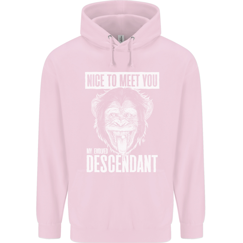 Chimp Evolved Dessendant Funny Monkey Ape Mens 80% Cotton Hoodie Light Pink