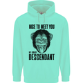 Chimp Evolved Dessendant Funny Monkey Ape Mens 80% Cotton Hoodie Peppermint