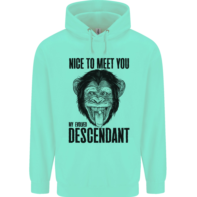 Chimp Evolved Dessendant Funny Monkey Ape Mens 80% Cotton Hoodie Peppermint