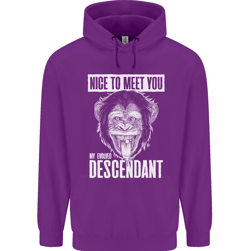 Chimp Evolved Dessendant Funny Monkey Ape Mens 80% Cotton Hoodie Purple