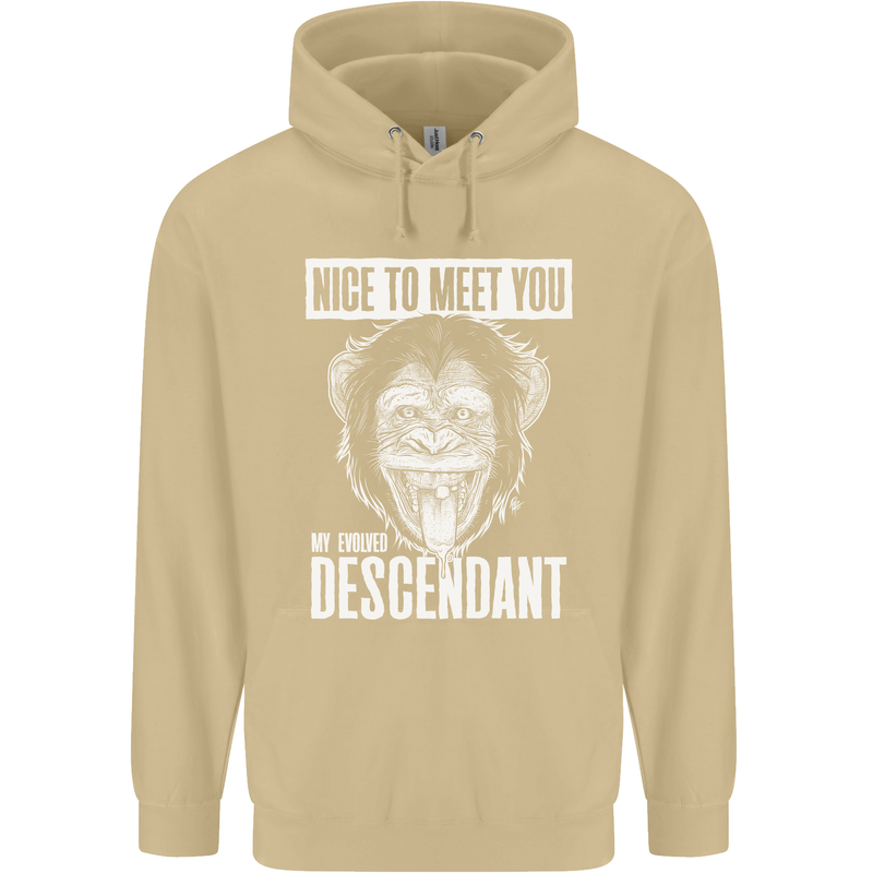Chimp Evolved Dessendant Funny Monkey Ape Mens 80% Cotton Hoodie Sand