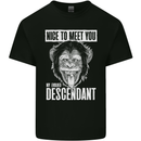Chimp Evolved Dessendant Funny Monkey Ape Mens Cotton T-Shirt Tee Top Black