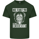 Chimp Evolved Dessendant Funny Monkey Ape Mens Cotton T-Shirt Tee Top Forest Green