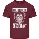Chimp Evolved Dessendant Funny Monkey Ape Mens Cotton T-Shirt Tee Top Maroon