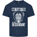 Chimp Evolved Dessendant Funny Monkey Ape Mens Cotton T-Shirt Tee Top Navy Blue