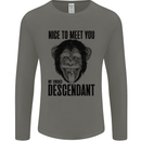 Chimp Evolved Dessendant Funny Monkey Ape Mens Long Sleeve T-Shirt Charcoal