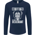 Chimp Evolved Dessendant Funny Monkey Ape Mens Long Sleeve T-Shirt Navy Blue