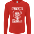 Chimp Evolved Dessendant Funny Monkey Ape Mens Long Sleeve T-Shirt Red