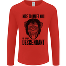 Chimp Evolved Dessendant Funny Monkey Ape Mens Long Sleeve T-Shirt Red