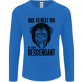 Chimp Evolved Dessendant Funny Monkey Ape Mens Long Sleeve T-Shirt Royal Blue