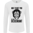 Chimp Evolved Dessendant Funny Monkey Ape Mens Long Sleeve T-Shirt White
