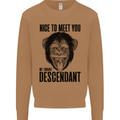 Chimp Evolved Dessendant Funny Monkey Ape Mens Sweatshirt Jumper Caramel Latte