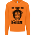 Chimp Evolved Dessendant Funny Monkey Ape Mens Sweatshirt Jumper Orange