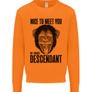 Chimp Evolved Dessendant Funny Monkey Ape Mens Sweatshirt Jumper Orange