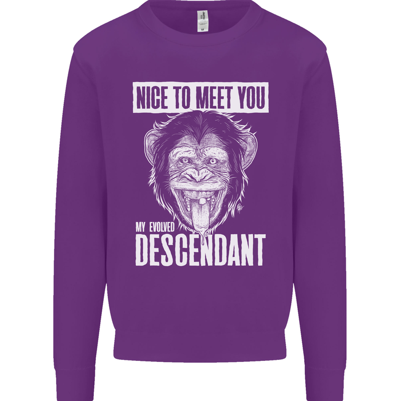 Chimp Evolved Dessendant Funny Monkey Ape Mens Sweatshirt Jumper Purple