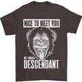 Chimp Evolved Dessendant Funny Monkey Ape Mens T-Shirt Cotton Gildan Dark Chocolate