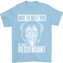Chimp Evolved Dessendant Funny Monkey Ape Mens T-Shirt Cotton Gildan Light Blue