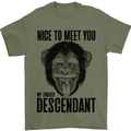 Chimp Evolved Dessendant Funny Monkey Ape Mens T-Shirt Cotton Gildan Military Green